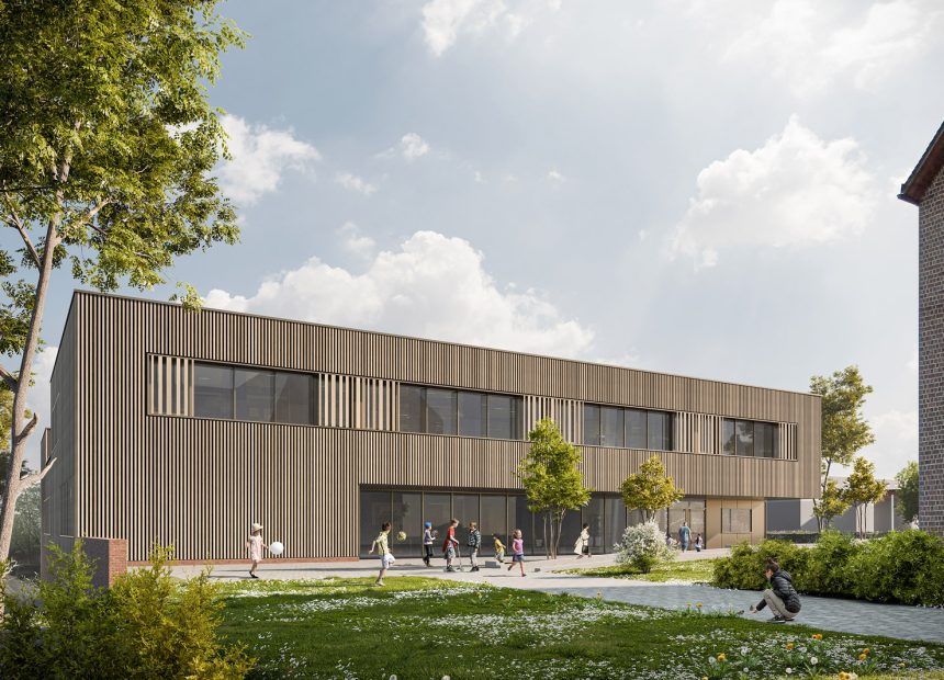 Kernen-Haldenschule-Neubau-Mensa-SporthalleRendering